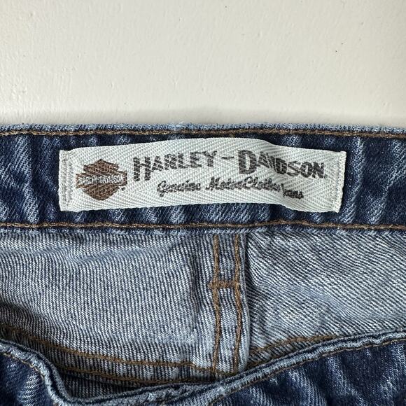 Harley Davidson Jeans Womens 12 Long Blue Boot Cut Biker Moto Grunge Denim - Picture 6 of 16